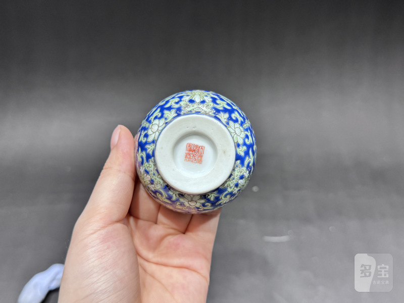 清道光 料彩宝相花福寿纹茶杯一对 - 图13